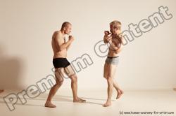 Underwear Martial art Man - Man White Moving poses Athletic Short Blond Dynamic poses Academic